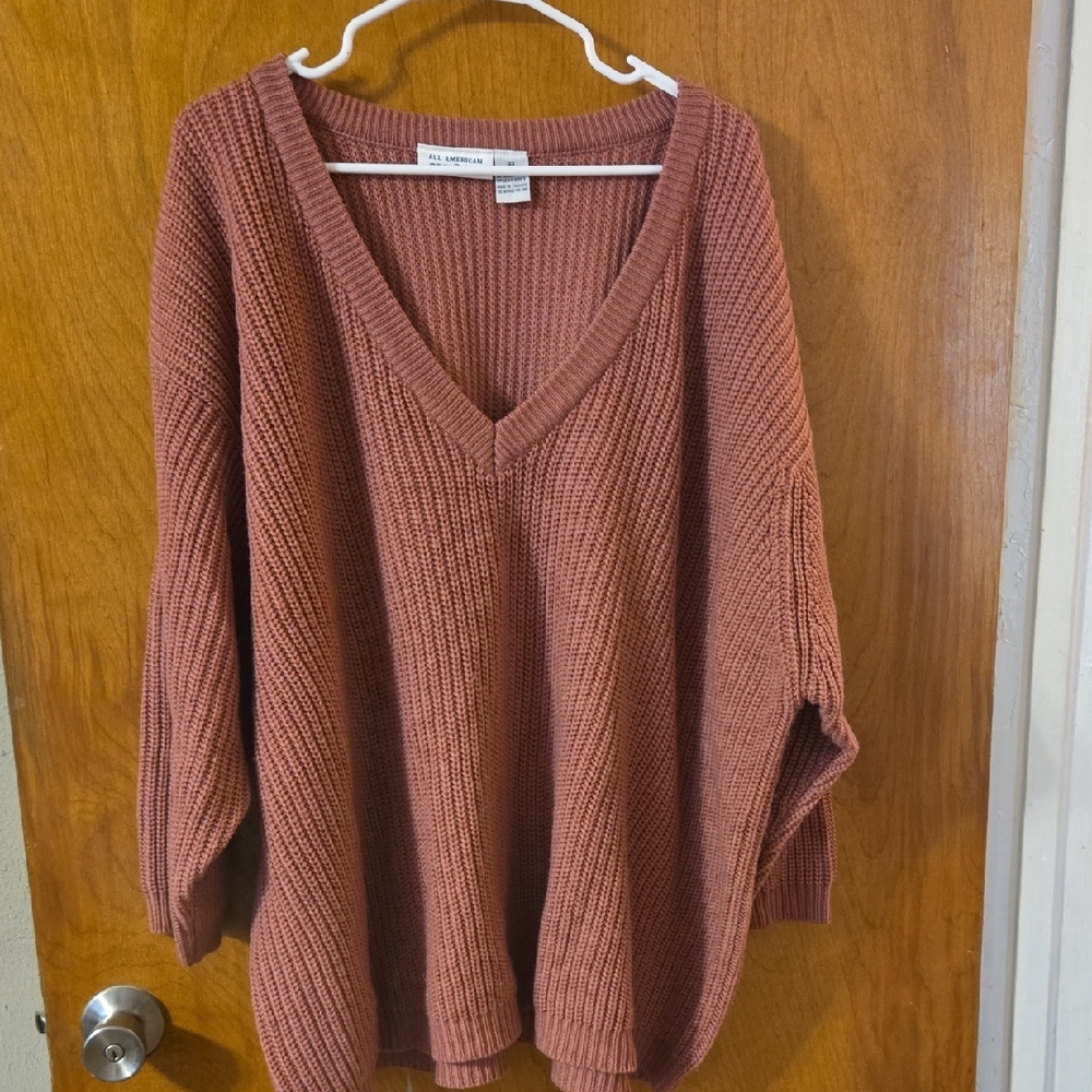 Universal Thread Mauve V-Neck Sweater with Chunky Knit Size 4X: A